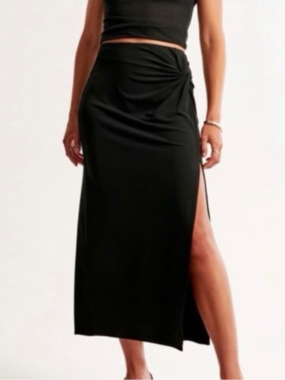 Abercrombie | black satin midi
